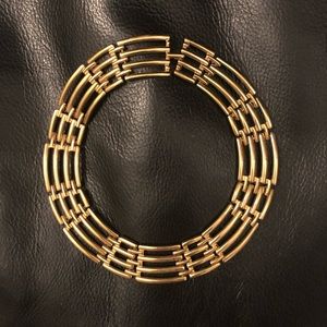 Vintage Givenchy 1970s O-Shaped Collar Necklace in Silverplate over Goldtone